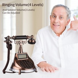 Corded Phone Vintage Retro Style Telephone Desk Landline Phone Support Hands-Free/Redial/Flash/Speed Dial/Ring Volume Control for Elderly Seniors Home Office Business Hotel Cafe Bar Old Fashioned Decoration