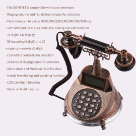 Corded Phone Vintage Retro Style Telephone Desk Landline Phone Support Hands-Free/Redial/Flash/Speed Dial/Ring Volume Control for Elderly Seniors Home Office Business Hotel Cafe Bar Old Fashioned Decoration