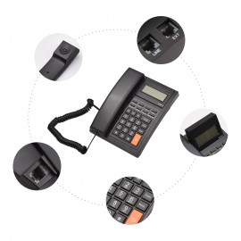 Corded Phone Desk Landline Telephone Wall Mount Fixed Support Hands-Free Redial Flash Speed Dial Ring Volume Control with 16-digit Backlight LCD for Hotel Office Business Home
