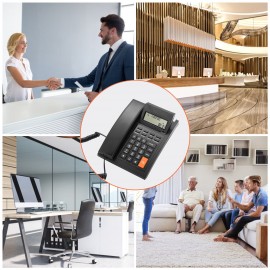 Corded Phone Desk Landline Telephone Wall Mount Fixed Support Hands-Free Redial Flash Speed Dial Ring Volume Control with 16-digit Backlight LCD for Hotel Office Business Home