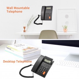 Corded Phone Desk Landline Telephone Wall Mount Fixed Support Hands-Free Redial Flash Speed Dial Ring Volume Control with 16-digit Backlight LCD for Hotel Office Business Home
