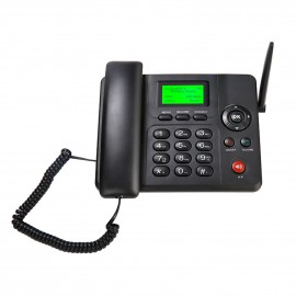 Fixed Wireless Phone Desktop Telephone Support GSM 850/900/1800/1900MHZ Dual SIM Card 2G Cordless Phone with Antenna Radio Alarm Clock SMS Recording Funtion for House Home Call Center Office Company Hotel
