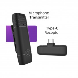 Mini Wireless Lavalier 2.4G Microphone 360° Omnidirectional Lapel Mic Noise Reduction Compatible with Type-C Android Smartphone Tablet for YouTube Facebook Live Streaming Video   Recording Vlog Interview Online Class