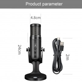 USB Microphone Computer PC Mic Heart-shape directional Condenser Conferencer with Stand Plug and Play Dynamic RGB Lighting Compatible with Windows MacOS for Meeting Streaming Singing Recording Podcasting Gaming
