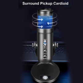 USB Microphone Computer PC Mic Heart-shape directional Condenser Conferencer with Stand Plug and Play Dynamic RGB Lighting Compatible with Windows MacOS for Meeting Streaming Singing Recording Podcasting Gaming