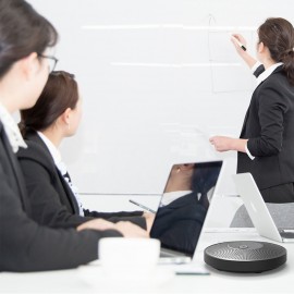 Desktop USB Microphone Computer PC Mic 360°Omnidirectional Condenser Conferencer 10m Pick-up Distance Plug and Play Compatible with Windows MacOS for Laptop Video Conference Recording Chatting Gaming Online Class Skype