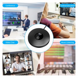 Desktop USB Microphone Computer PC Mic 360°Omnidirectional Condenser Conferencer 10m Pick-up Distance Plug and Play Compatible with Windows MacOS for Laptop Video Conference Recording Chatting Gaming Online Class Skype