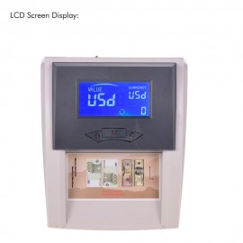 Portable Desktop Multi-Currency Countable Automatic Money Detector Counterfeit Cash Currency Banknote Checker Tester with LCD Display Denomination Value for EURO USD
