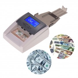 Portable Desktop Multi-Currency Countable Automatic Money Detector Counterfeit Cash Currency Banknote Checker Tester with LCD Display Denomination Value for EURO USD