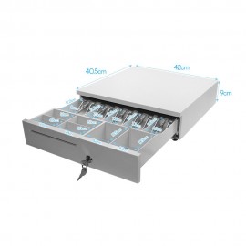POS Cash Register Drawers Cashbox Five-Grid Three-Gear RJ11 Interface Cash Drawer with Money Tray and Lock Movable Coin Tray Smart POS System
