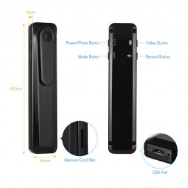 Mini Camera Pocket Cam Wearable Video Recorder Camcorder Support HD 1080P/720P Loop Shooting Photo Taking for Lectures Classes Meetings Interviews