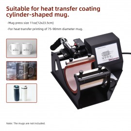 Mug Heat Press Machine 11oz Heat Transfer Sublimation Printing DIY Machine with Digital Display for Mugs Cups