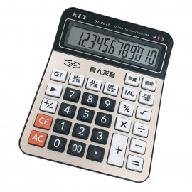 Office Desktop Calculator 12 Digit Large Display LCD Metal Surface Big Sensitive Buttons Battery Powered Electronic Calculator with Time Date Show Alarm Clock Function for Business Home Supplies