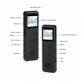 32GB Digital Voice Recorder Voice Activated Recorder Noise Reduction Dictaphone MP3 Player HD Recording 10h Continuous Recording Line-In Function for Meeting Lecture Interview Class MP3 Record