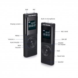16GB Digital Voice Recorder Voice Activated Recorder Dictaphone MP3 Player HD Recording 13 Continuous Recording Line-In Function for Meeting Lecture Interview Class MP3 Record