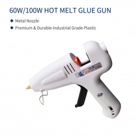 Professional Hot Melt Glue-Gun Dual Power 60W 100W Metal Nozzle with 11pcs Glue Sticks for DIY Arts & Crafts Projects Handcraft Decoration Carpentry Repairs Tool Wood Glass Plastic