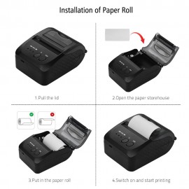 5809DD Portable Mini Direct Thermal Printer Wireless Thermal POS Receipt Printer with 2000mAh   Rechargeable Lithium Battery USB/BT Mobile Printer EU Plug（100-240V）