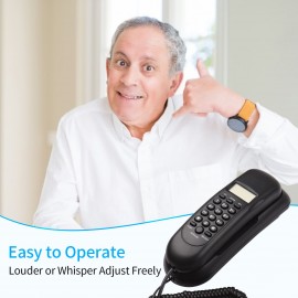 Corded Phone Desk Landline Fixed Telephone Wall Mount Support Redial/Pause/16 Digit LCD Display for Home Office Company Hotel Cafe Bar Restaurant