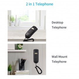 Corded Phone Desk Landline Fixed Telephone Wall Mount Support Redial/Pause/16 Digit LCD Display for Home Office Company Hotel Cafe Bar Restaurant