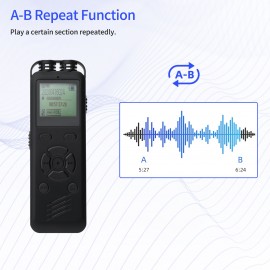 32GB Digital Voice Recorder Voice Activated Recorder MP3 Player 1536Kbps HD Recording Noise Reduction Timing Recording Password Function Dual Condenser Microphone 10hrs Continuous Recording for Meeting Lecture Interview Class